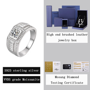 Anel Masculino de Prata Esterlina S925 com Diamante em Forma de Onda, Conjunto com Moissanite VVS de 1.0ct, Anel de Casamento de Luxo Leve e Fashionável - Product Image 6