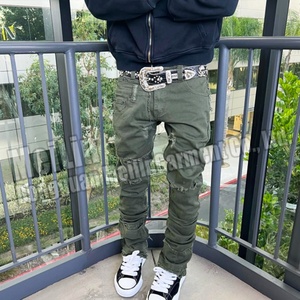 Nuevos Jeans Apilados de Mezclilla con Estilo Desgarrado Personalizado - Product Image 2