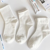 Chaussettes mi-mollet pour femmes, couleur unie, respirantes, tricotées, pour le printemps et l'été, impression numérique sur le bas
