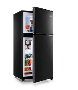 Customized Hot Selling 102L Vertical Home Use Manual Frost Two Doors Retro Household and Hotel Combi Fridge