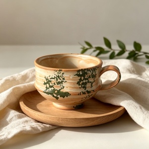 แก้วกาแฟเซรามิคสไตล์เรโทร ลายดอกไม้หลากสีสัน สำหรับดื่มชาเวลาบ่าย เหมาะสำหรับร้านกาแฟ แก้วสโตนแวร์ - Product Image 2