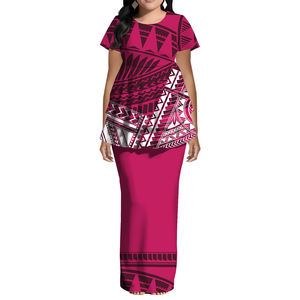 レディースOネックドレスTonga Puletasiドレス2ピースポリネシア服ビッグサイズ半袖レイヤードフリルドレス - Product Image 3