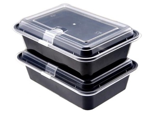 Food Packaging Supplies Disposable Microwave Safe Takeaway Plastic Black Food Container