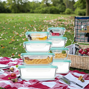 4 gói hiện đại thủy tinh thực phẩm lưu trữ <span class=keywords><strong>container</strong></span> kín nắp đậy lò vi sóng & Tủ đông an toàn bữa ăn chuẩn bị nhà bếp tổ chức - Product Image 1