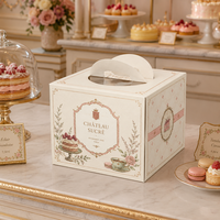 Cajas para Pasteles Ecológicas de Cartón Ondulado Tipo E, Plegables, con Ventanas de PET, para Productos Horneados, con Relieve y Laminado Mate