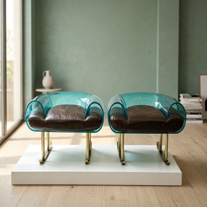 Silla de Espera Moderna Transparente, Sillón Tapizado, Asiento Mecedor para Recepción, Hotel, Clínica - Product Image 2