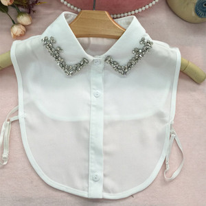 Staccabile <span class=keywords><strong>camicia</strong></span> delle donne del collare bianco <span class=keywords><strong>di</strong></span> cotone collo decorativo delle donne indumento collare - Product Image 1