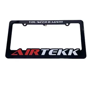 Custom 3D logo Printed debossed USA car standard size Black Plastic license plate frame