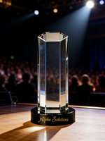 Trophée personnalisé en acrylique transparent pour la reconnaissance des partenaires - Cadeau d'entreprise gravable avec logo et message de gratitude