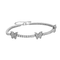 Bracelet chaîne en zircon pour femme, luxe léger et micro-pavé, chaîne papillon en zircon
