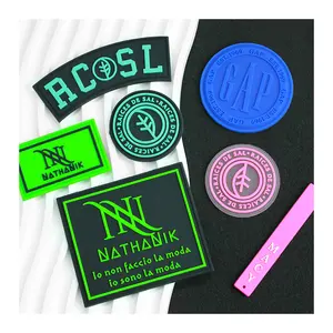 Custom Private LOGO Embossed Rubber Patch Sewing on Clothing Circle Round PVC Label Soft Silicon Badge Garment Accessories