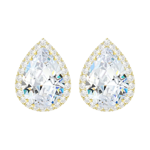 أقراط نسائية نحاسية على شكل دمعة مرصعة بالموسانيت والزركونيا المكعبة والراين، مجوهرات ذهبية/فضية/ذهبية وردية صينية الصنع - Product Image 1