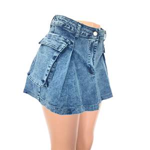 Summer Sexy Ladies Ruffle Jeans <strong>Skirts</strong> Mini Denim Women's Skater <strong>Skirts</strong> Short <strong>Wrap</strong> Jean Flare <strong>Skirt</strong> for Women With Pockets - Product Image 3
