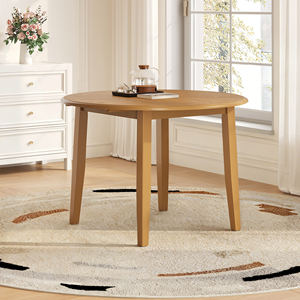 Extendable Round <b>Dining</b> <b>Table</b> Wood <b>Folding</b> Adjustable Size Space Saving Small Apartment Use - Product Image 2