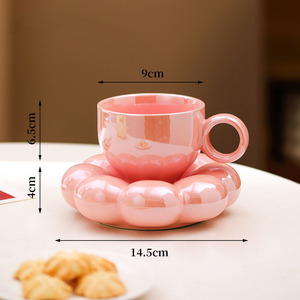 Bộ cốc cà phê hoa hướng dương họa tiết thiên thần hoa văn hiện đại, tráng men ngọc trai, thuộc bộ sưu tập Macaron dễ thương, dùng để pha cà phê, trà. - Product Image 3