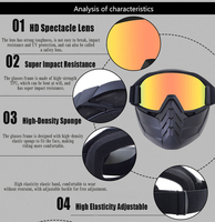Masque de moto intégral léger, coupe-vent et anti-UV, avec casque détachable pour la conduite en extérieur