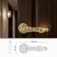 Manija de Puerta Pequeña de Aleación de Zinc con Acabado en Oro PVD, Roseta con Grabado Floral, Estilo Europeo Clásico, Duradera, para Apartamentos