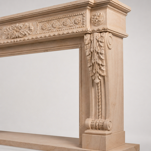Cheminée en marbre personnalisée, moderne, sculptée à la main, de luxe, en marbre Galala Beige / Galala, avec manteau de cheminée en marbre et cadre de cheminée en marbre - Product Image 4