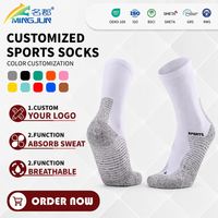 Chaussettes de sport d'extérieur antidérapantes, absorbantes, à séchage rapide, respirantes, pour marathon, course à pied, mi-mollet, avec semelle en tissu éponge, pour hommes, personnalisables pour le cyclisme