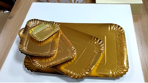 Assiettes en <span class=keywords><strong>carton</strong></span> or Assiettes en <span class=keywords><strong>carton</strong></span> jetables Assiettes à dessert dorées Vente en gros - Product Image 6