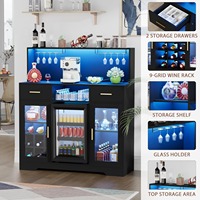Meuble Bar Moderne en Bois OEM/ODM avec Éclairage LED et Prise de Courant Intégrée pour Salon et Rangement Domestique