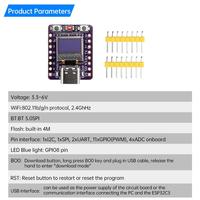 ESP32-C3 Wifi BT5.0 papan pengembangan 4m SPI Flash Antarmuka tipe-c dengan layar OLED 0.42 inci aksesori perangkat pintar DIY