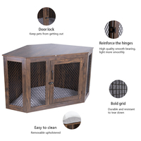 Meuble pour chien avec coussin, portes doubles en bois de taille moyenne, niche d'intérieur, table d'appoint