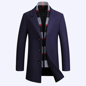 เสื้อโค้ทขนสัตว์ผู้ชาย <span class=keywords><strong>lipton</strong></span> เสื้อโค้ทคอปกพับลงขนาดกลางที่มีผ้าพันคอปกและแจ็กเก็ต - Product Image 4