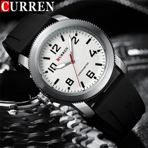 Relojes CURREN 8454 de nueva moda para hombre, diseño para mano izquierda, relojes de cuarzo con correa de silicona. - Product Image 1