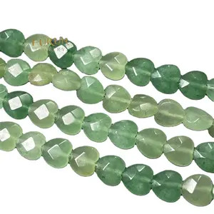 天然石绿色金星刻面心珠10毫米脉轮愈合宝石钻散珠珠宝制作