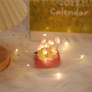 Tulipán hecho a mano luz nocturna película termorretráctil DIY Material adorno de noche decoración del hogar regalo exquisito para madre novia - Product Image 1