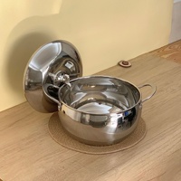 Marmite extra-épaisse pour soupe, bouillie, nouilles et lait, compatible induction et gaz, 24 cm, design moderne avec couvercles