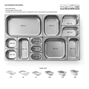 201/304 acier inoxydable 1/1, 1/2, 1/3 toutes tailles Gastronorm Container Gn Pan - Product Image 3