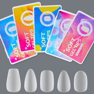 420 capsules d'ongles artificiels mats, forme amande, cercueil, en T, couvrance totale, <span class=keywords><strong>faux</strong></span> ongles givrés, pointes en <span class=keywords><strong>gel</strong></span> souple - Product Image 1