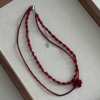 Collier ras du cou double couche avec perles de roses, pendentif fleur vintage, chaîne de cou tendance, bijoux pour femme, usage quotidien