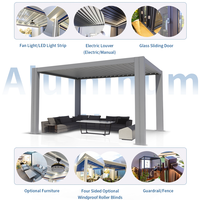 Pergola Bioclimatique de Luxe Électrique, Étanche, en Aluminium, Motorisée, pour Jardin et Extérieur, Pavillon Métallique Moderne à Lames