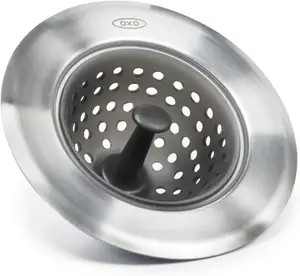 Tapón de colador para fregadero de cocina, 2 en 1, con resorte de acero inoxidable, escurridor y tapón