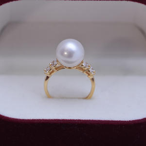 Bague en argent S925 avec perle ronde blanche de 10-11 mm de Zhuji Danshui, forte luminosité, faibles défauts, vente en gros - Product Image 2