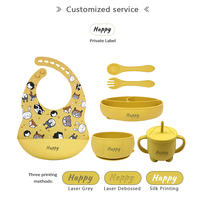 Bavoir en silicone pour bébé, ensemble d'alimentation pour bébé, bol, cuillère, tasse, vaisselle portable en silicone de haute qualité pour enfants, ensemble de couverts de voyage