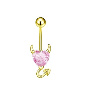 Atacado de Fábrica: Piercing de Umbigo Feminino com Chifre de Diabo Sexy e Coração de Zircônia – Joia Corporal - Product Image 5