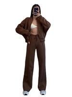 Nouveau femmes survêtement 2 pièces sweat à capuche zippé et jogger ensemble casual vêtements de sport polaire sweat à capuche surdimensionné 2 pièces ensemble femmes