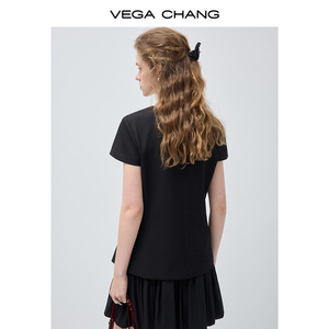 VEGA CHANG Abito da Donna Personalizzato Stile Completo Nero con Top Blusa Scollo a V e Gonna Plissettata per Ufficio e Occasioni Formali - Product Image 6