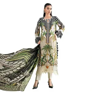 Conjunto Salwar Kameez Estampado Maria B para Mujer, Traje Indio Pakistaní, Largo hasta la Rodilla, para Fiestas y Bodas - Product Image 3