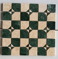 2024 nouveauté luxe décoration de la maison vert et beige mélange carreaux de verre mosaïque pour cuisine salle de bain