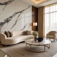 Dalle de pierre frittée polie Royal Impression 1800x1200x9mm, finition veinée blanche pour comptoir, mur, hôtel, villa, projet d'aménagement intérieur