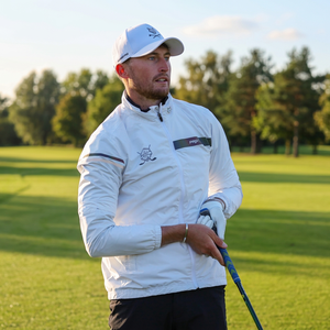 JK White Men's Golf Jacket with Secure Closure Needle Detection 100% Polyester Windproof Woven Fabric - Product Image 4