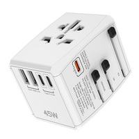 Adaptateur de voyage universel, adaptateur de prise internationale PD 45W, chargeur mural AC pour les voyages internationaux USA Europe EU UK AUS