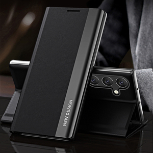 <span class=keywords><strong>Funda</strong></span> trasera de cuero para teléfono Samsung <span class=keywords><strong>S8</strong></span> S9 S20 S23 S24 S25 Edge a prueba de golpes con soporte para teléfono móvil - Product Image 1