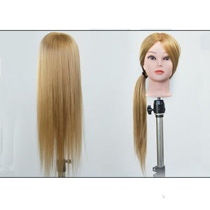 Cabeza de entrenamiento sintética larga de Color dorado para trenzado de corte de pelo y peluquería con abrazadera de mesa cabeza de maniquí - Product Image 2