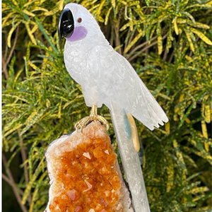 ของขวัญนกแก้วคริสตัลงานฝีมือคุณภาพสูง งานหัตถกรรมใหม่แกะสลักจากวัสดุผสม-ธรรมชาติ อาเกต จีโอด อะเมทิสต์ - Product Image 5